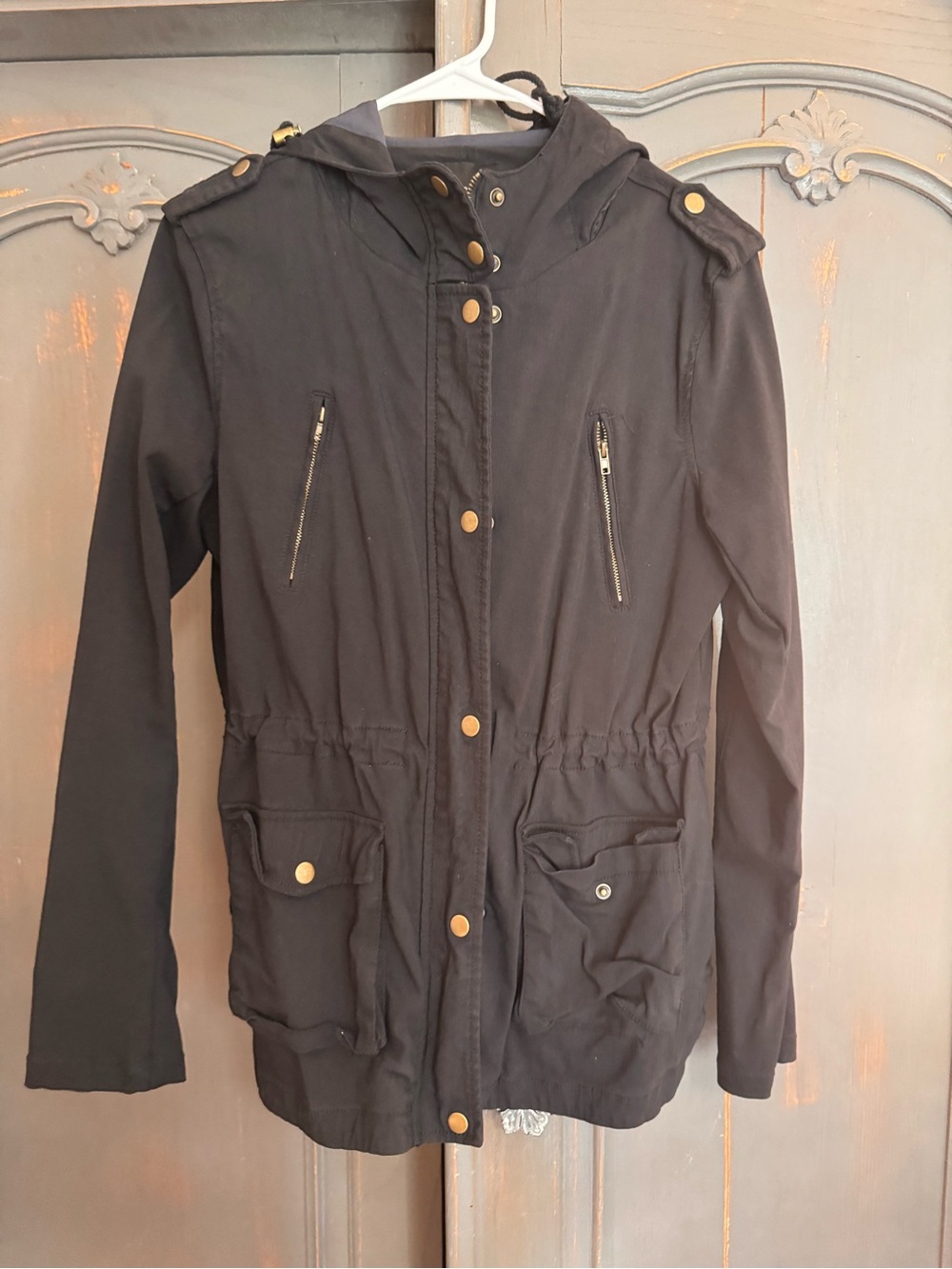 Eden Society Women's Hooded Utility Jacket in Black
